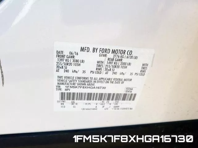 1FM5K7F8XHGA16730 фото 2