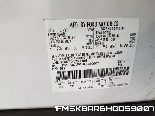 1FM5K8AR6HGD59007 фото 2