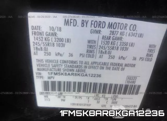 1FM5K8AR8KGA12236 фото 10