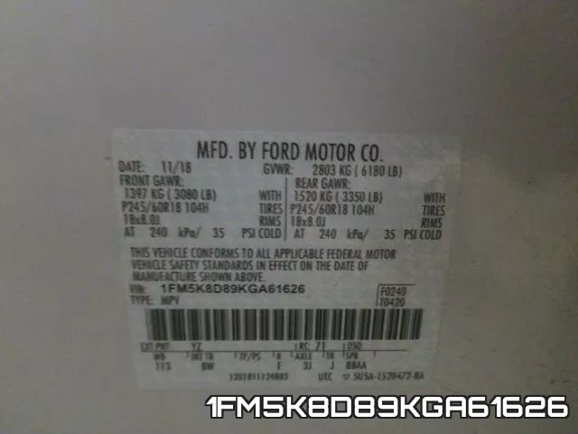 1FM5K8D89KGA61626 фото 2