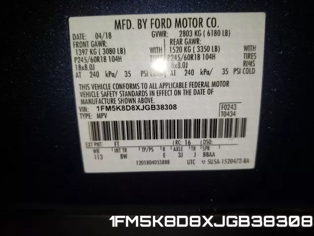 1FM5K8D8XJGB38308 фото 2