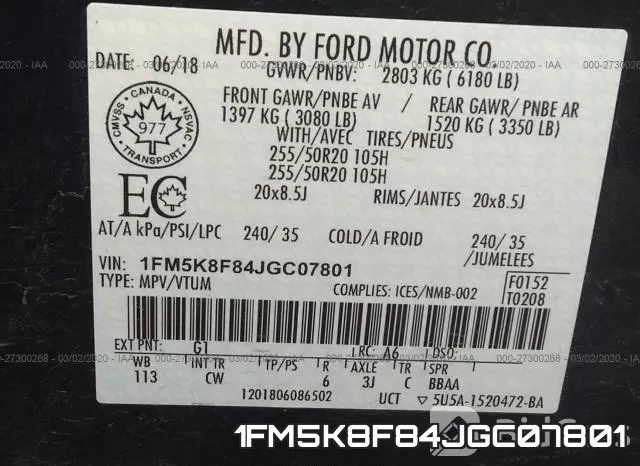 1FM5K8F84JGC07801 фото 10