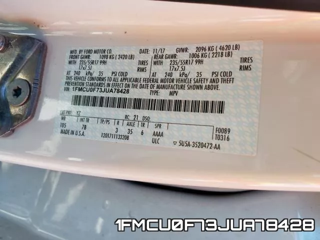1FMCU0F73JUA78428 фото 2
