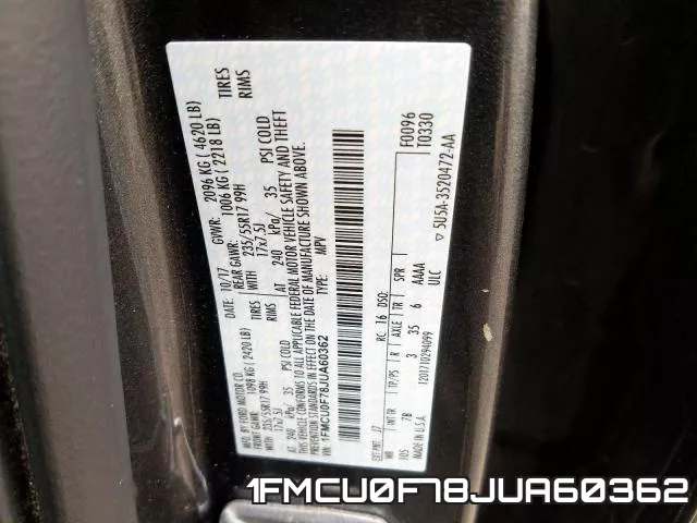 1FMCU0F78JUA60362 фото 2