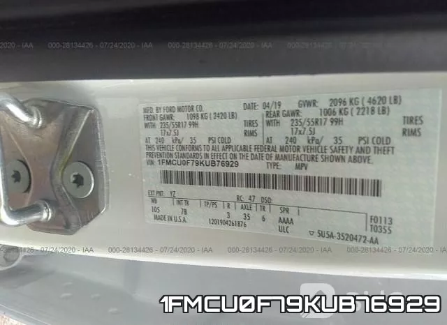 1FMCU0F79KUB76929 фото 10