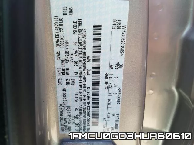 1FMCU0GD3HUA60610 фото 2