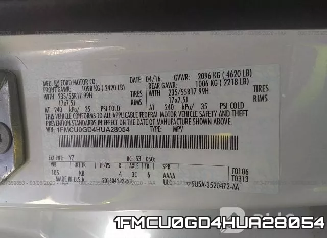 1FMCU0GD4HUA28054 фото 10