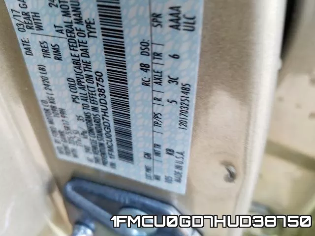 1FMCU0GD7HUD38750 фото 2