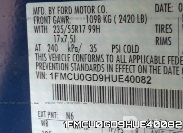 1FMCU0GD9HUE40082 фото 10
