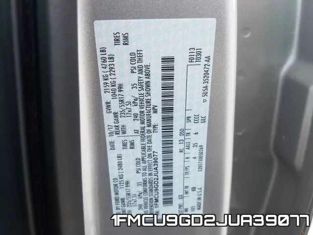 1FMCU9GD2JUA39077 фото 2