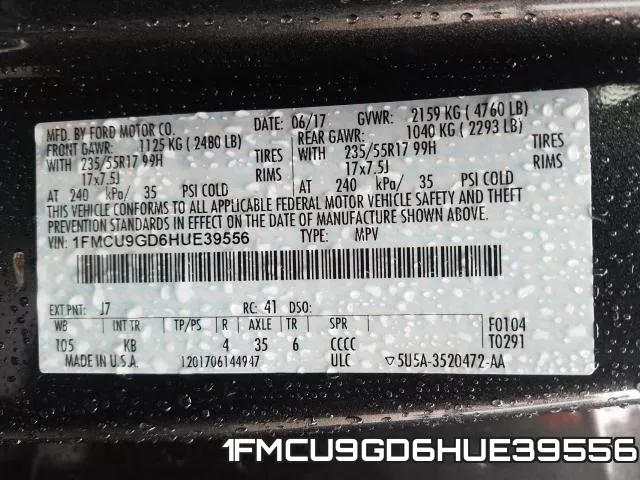 1FMCU9GD6HUE39556 фото 2