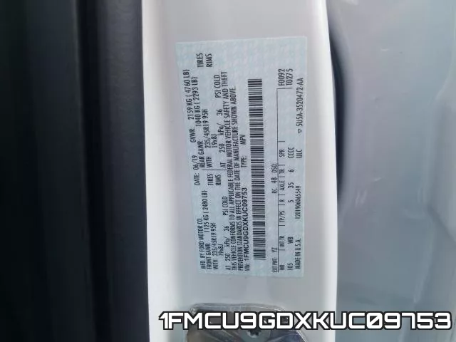 1FMCU9GDXKUC09753 фото 2