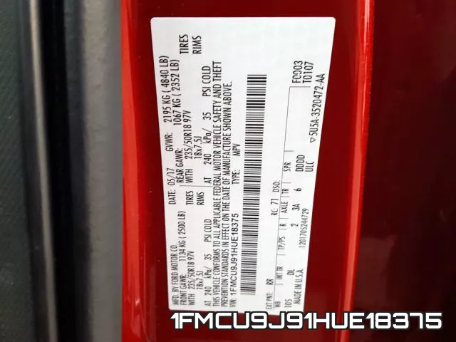 1FMCU9J91HUE18375 фото 2