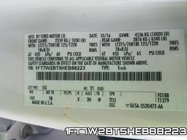 1FT7W2BT5HEB88223 фото 2