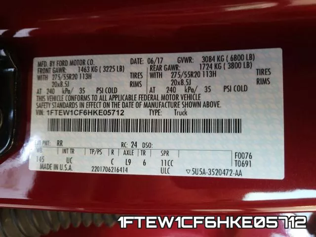1FTEW1CF6HKE05712 фото 2
