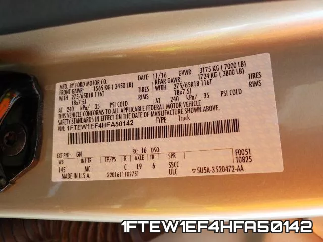 1FTEW1EF4HFA50142 фото 2