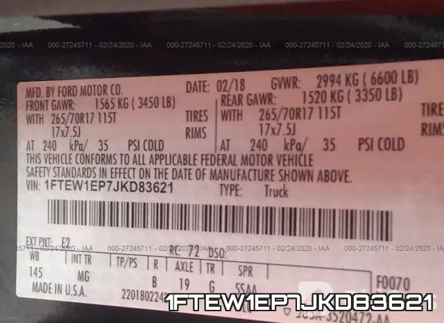 1FTEW1EP7JKD83621 фото 10