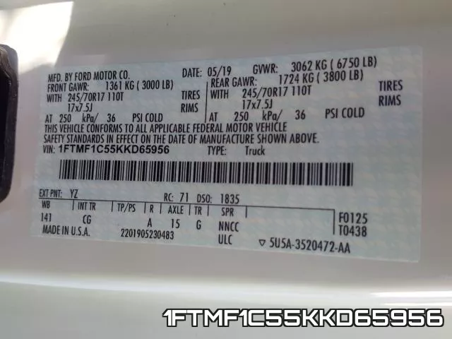 1FTMF1C55KKD65956 фото 2