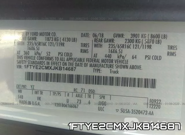 1FTYE2CMXJKB14687 фото 10