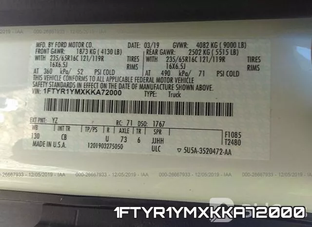 1FTYR1YMXKKA72000 фото 10