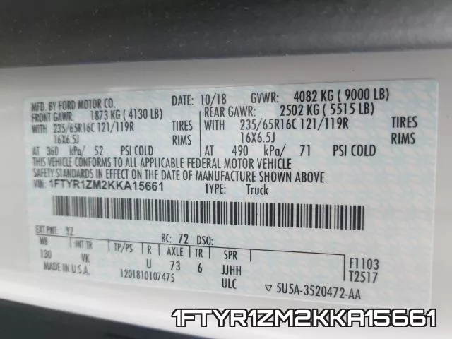 1FTYR1ZM2KKA15661 фото 2