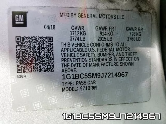 1G1BC5SM9J7214967 фото 2