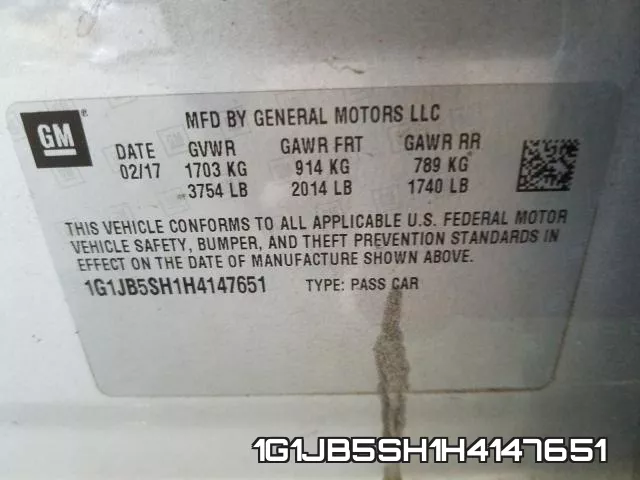 1G1JB5SH1H4147651 фото 2