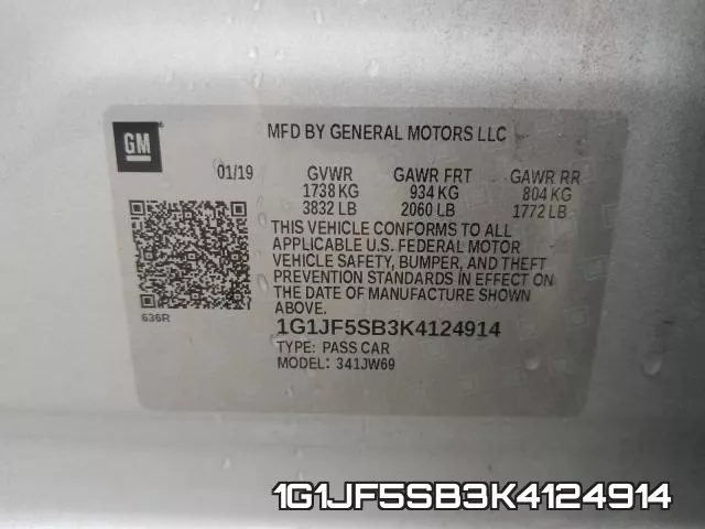 1G1JF5SB3K4124914 фото 2