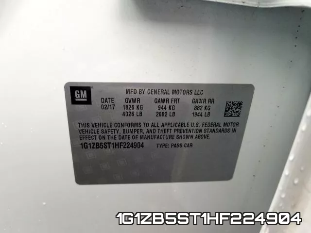 1G1ZB5ST1HF224904 фото 2