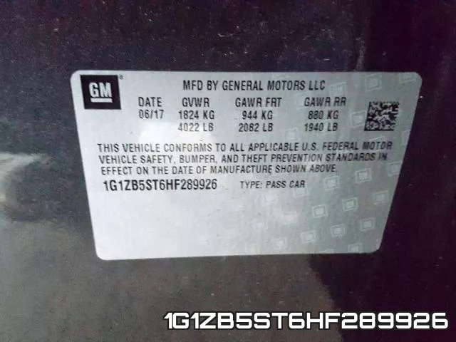 1G1ZB5ST6HF289926 фото 2