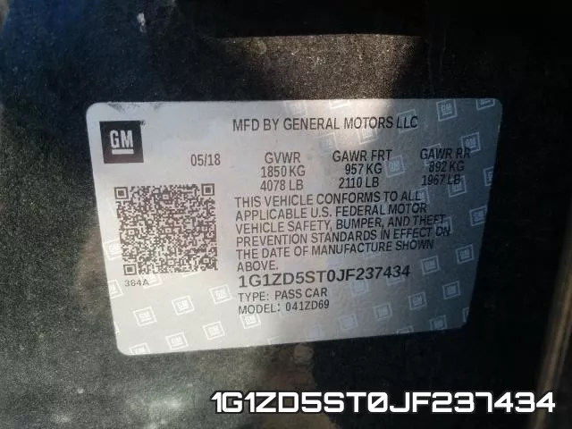 1G1ZD5ST0JF237434 фото 2