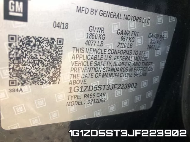 1G1ZD5ST3JF223902 фото 2