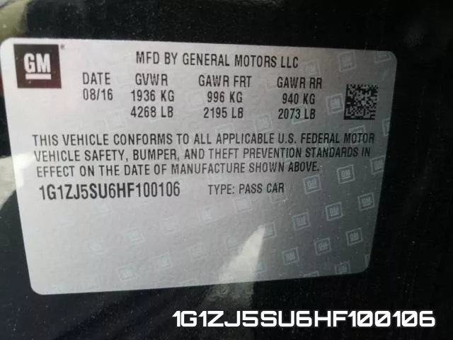 1G1ZJ5SU6HF100106 фото 2