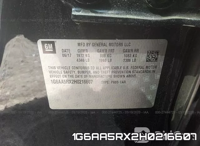 1G6AA5RX2H0216607 фото 10