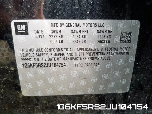 1G6KF5RS2JU104754 фото 2