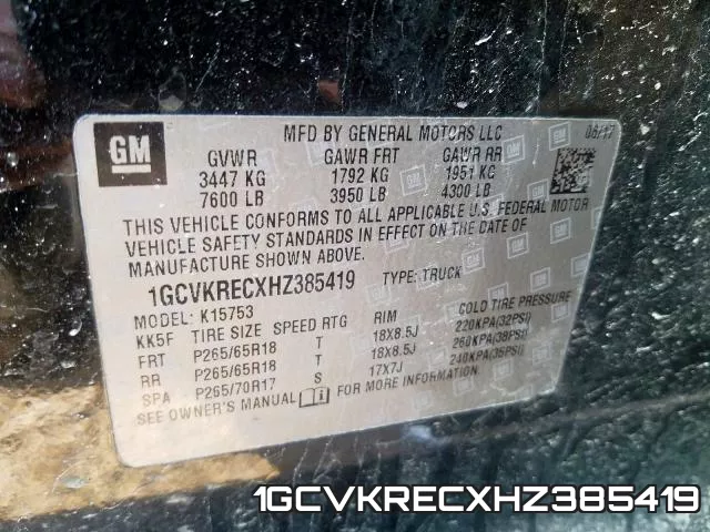 1GCVKRECXHZ385419 фото 2