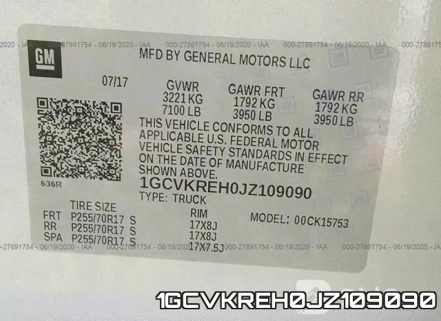 1GCVKREH0JZ109090 фото 10