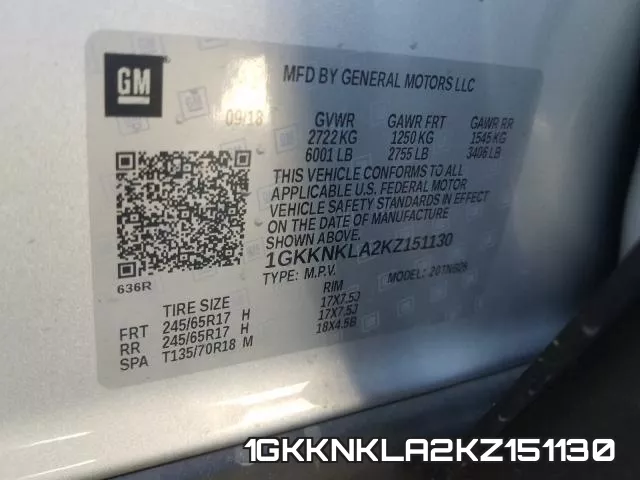 1GKKNKLA2KZ151130 фото 2