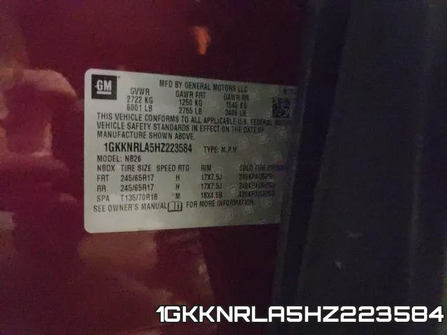 1GKKNRLA5HZ223584 фото 2