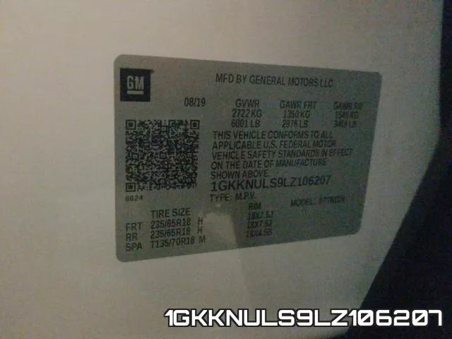 1GKKNULS9LZ106207 фото 2