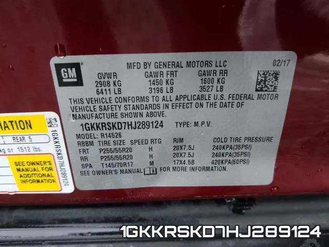 1GKKRSKD7HJ289124 фото 2
