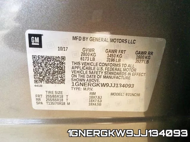 1GNERGKW9JJ134093 фото 2