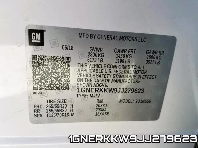 1GNERKKW9JJ279623 фото 2