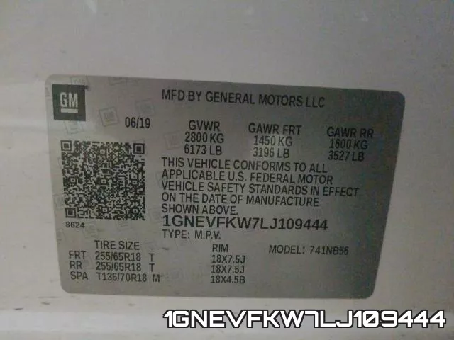 1GNEVFKW7LJ109444 фото 2