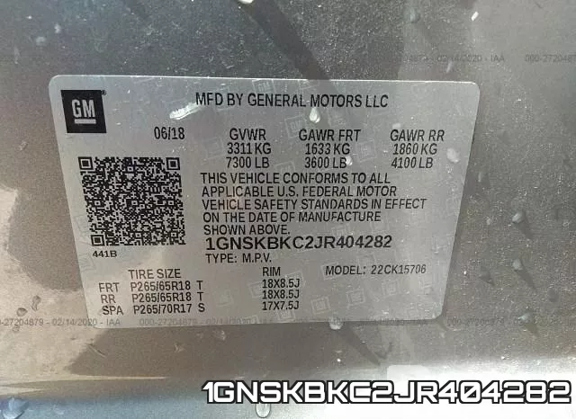 1GNSKBKC2JR404282 фото 10