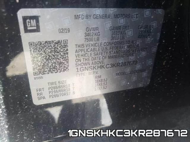 1GNSKHKC3KR287672 фото 2