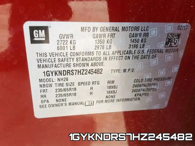 1GYKNDRS7HZ245482 фото 2