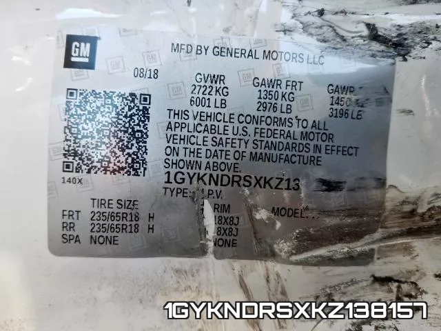 1GYKNDRSXKZ138157 фото 2