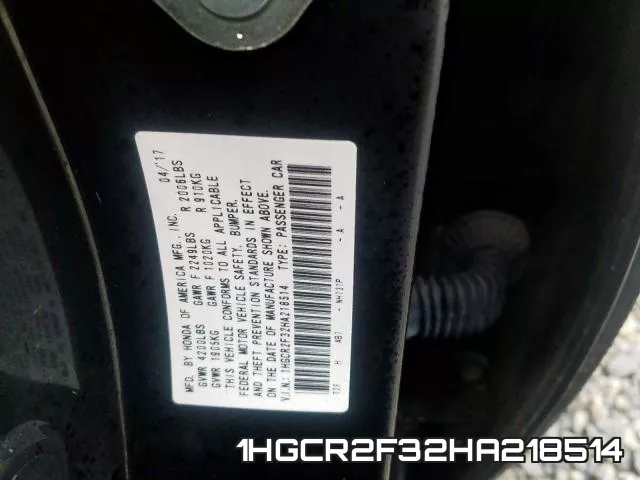 1HGCR2F32HA218514 фото 2