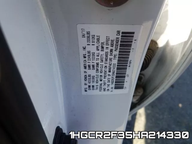 1HGCR2F35HA214330 фото 2